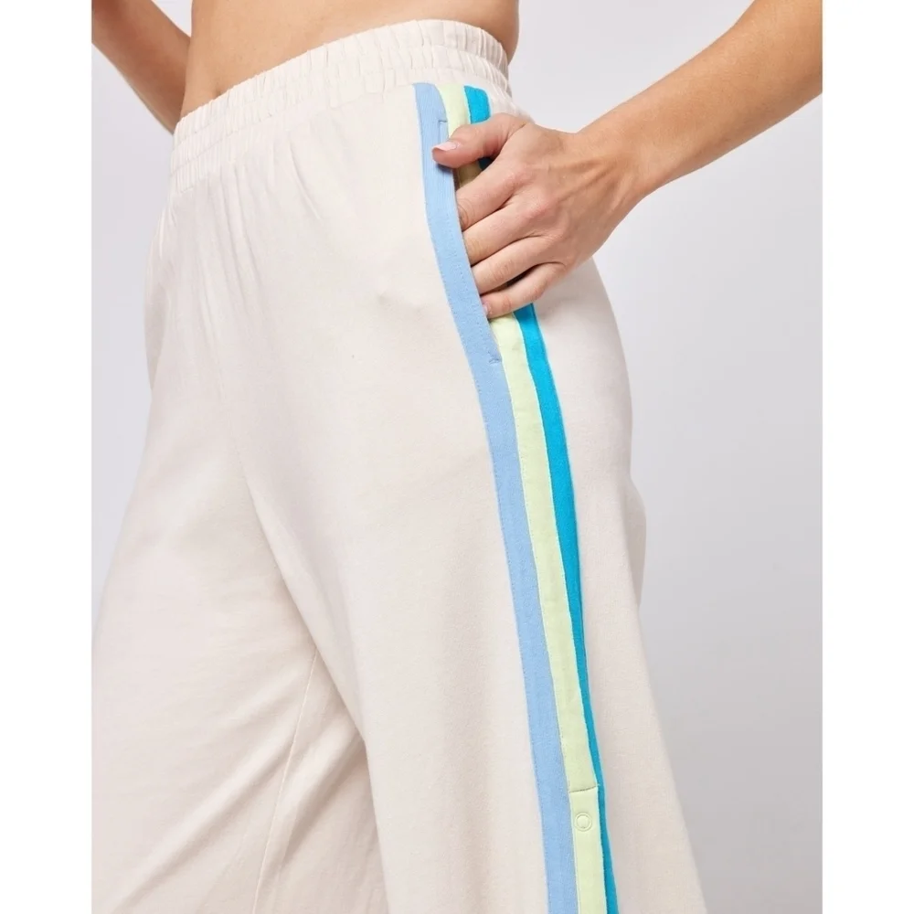L*SPACE // soft jersey hi waist wide leg side stripe side snap activewear pants